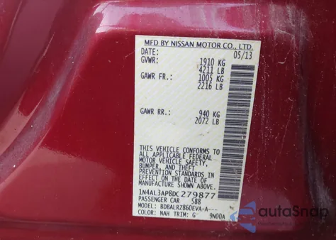 2013 Nissan Altima 2.5 S from USA, damaged, VIN 1N4AL3AP8DC279877
